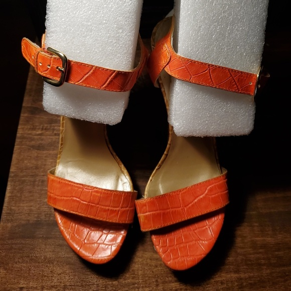 Stuart Weitzman Shoes - **final*Stuart Weitzman croc detail orange sandals